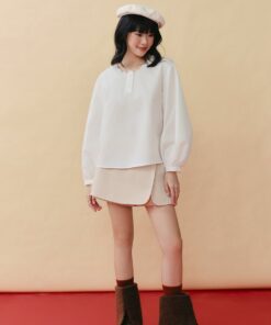 Áo sơ mi dài tay cổ biến kiểu - Trắng - T1158